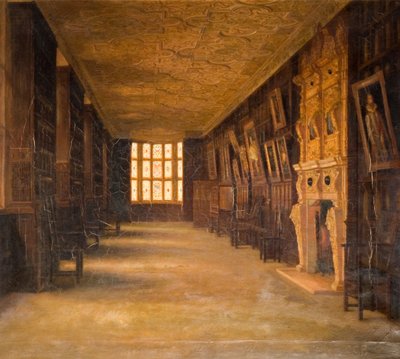 Udsigt over The Long Gallery ved Aston Hall, 1870-1880. af Cecilia C Foster
