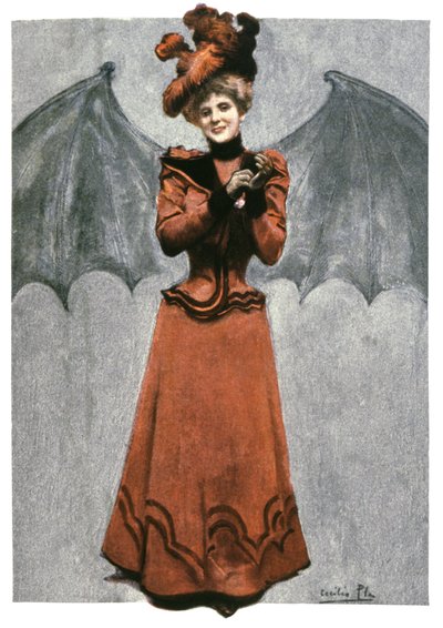 Kvinde forklædt som en djævel, ca 1900 (illustration) af Cecilio Pla Gallardo