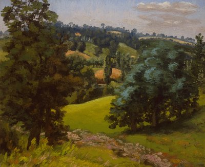 Landskab ved Hadleigh (olie på lærred) af Cedric Morris