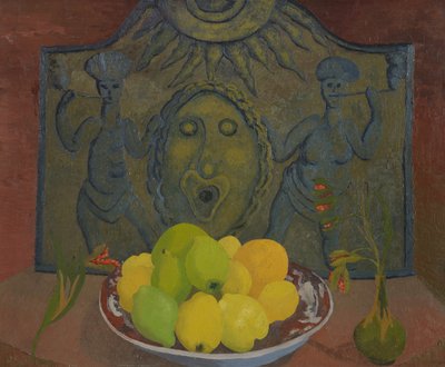 Stilleben før Sussex fireback (olie på lærred) af Cedric Morris
