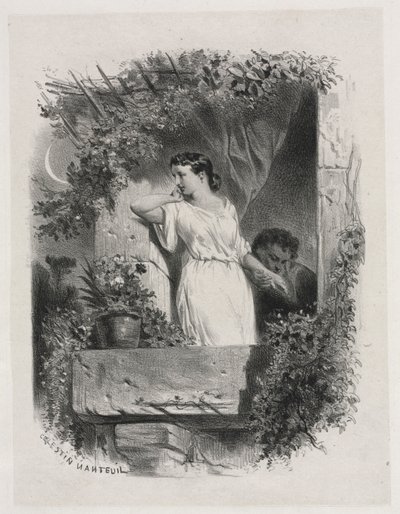 På balkonen, 1842. af Celestin Francois Nanteuil