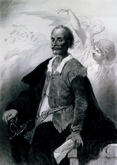Portræt af Miguel de Cervantes Saavedra (Alcala de Henares af Celestin Francois Nanteuil