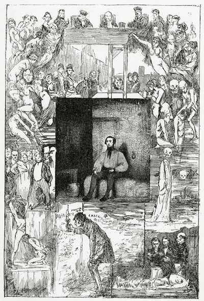 Den sidste dag for en straffefange, 19. århundrede (sw gravering) af Celestin Francois Nanteuil