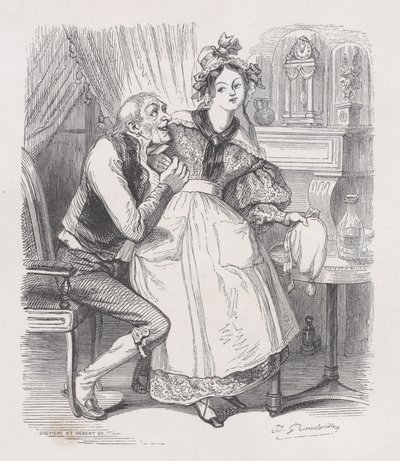 Den gamle bachelor fra The Complete Works of Béranger, 1836 af Cesar Auguste Hebert