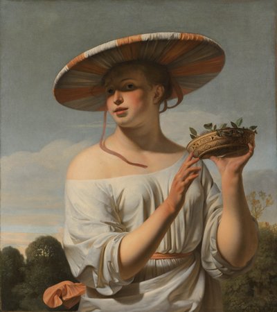 Pige med stor hat, 1645-1648 af Cesar Boetius van Everdingen
