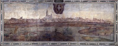 Udsigt over byen Wien, Østrig. Udsigt over byerne i det habsburgske rige. Fresko af Michelozzo-gården i Palazzo Vecchio i Firenze. Maleri af Sebastiano Veronese Giovanni Lombardi, Cesare Baglioni og Turino da Piamonte, ca. 1565. Størrelse: af Cesare Baglioni