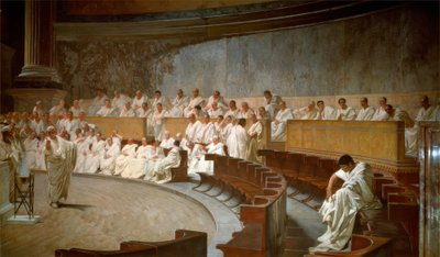 Cicero beskylder Catiline for sammensværgelse i Senatet af Cesare Maccari