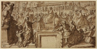 Saint Charles Borromeo, der kommer ind i byen Pavia: Design til en vægdekoration af Cesare Nebbia