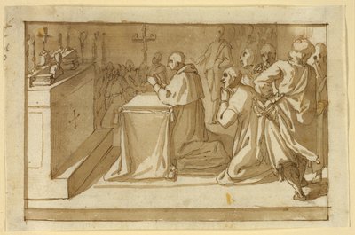 Sankt Charles Borromeo ærer relikvier af Cesare Nebbia