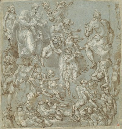 Sankt Josef og Kristusbarnet med engle og Putti af Cesare Pollini