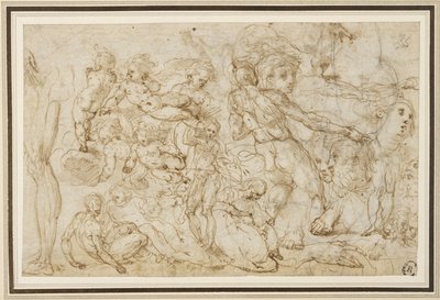 Ark med figurstudier, ca. 1600 (blæk og vask, blyant, kridt på lagt papir) af Cesare Pollini