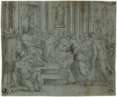 Salomon tager imod dronningen af Saba af Cesare Rossetti