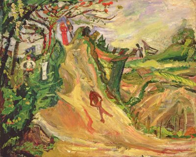 Bakke med en mand på vejen af Chaim Soutine