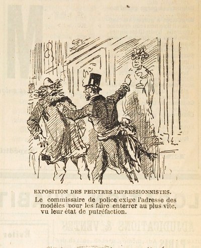Politimesteren kræver modellernes adresse for at få dem begravet..., 1877. af Cham