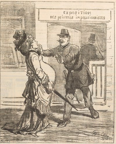 Frue, det er ikke tilrådeligt at komme ind!. Le Charivari, 16. april 1877, 1877. af Cham