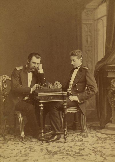 Constantin Nikolaievitch de Russie et Constantin Constantinovitch de Russie - storhertug Konstantin Nikolaevich af Rusland (1827-1892) og storhertug Constantine Constantinovich af Rusland (1858-1915), af Bergamasco, Charles (Karl) (1830-1896). Albumin foto af Charles Bergamasco