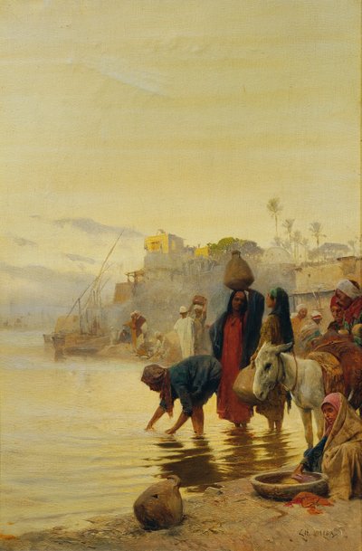 Vaskekvinder i Nilen af Charles (Carl) Wilda