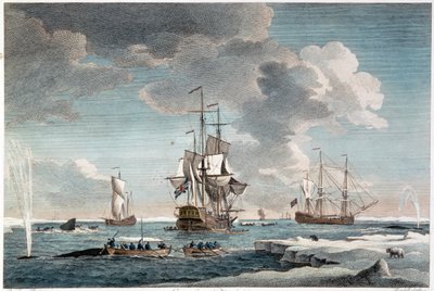 Greenland Fishery, graveret af John Boydell (1719-1804) 1754 (farvestik) af Charles (after) Brooking