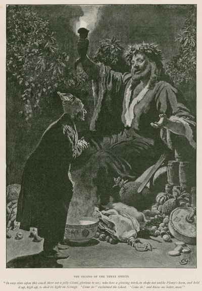 Illustration til A Christmas Carol af Charles Dickens (litho) af Charles (after) Green