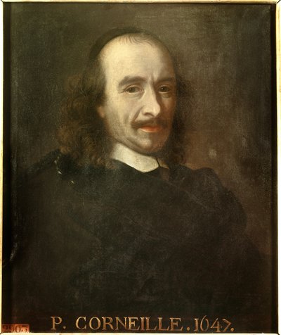 Portræt af Pierre Corneille (1606-1684) fransk dramatisk digter. Anonymt maleri af Charles Lebrun (Le Brun) (1619-1690). Versailles, slotte i Versailles og Trianon. af Charles (after) Le Brun