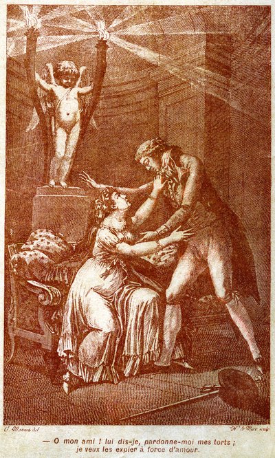 Illustration til "Dangerous Liaisons" epistolær roman af Choderlos de Laclos (1741-1803) (gravering) af Charles (after) Monnet