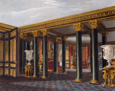 Nedre vestibule, gravering af Richard Reeve (født i 1780), baseret på design af Charles Wild (1781-1835), fra The History of the Royal Residences af Charles (after) Wild
