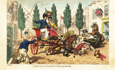 Midshipman Newcome styrter sin koncert ind i admiralens to-hestes vogn i Gosport af Charles (c.1797 1850) (after) Williams