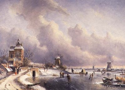 Et vinterlandskab af Charles (circle of) Leickert