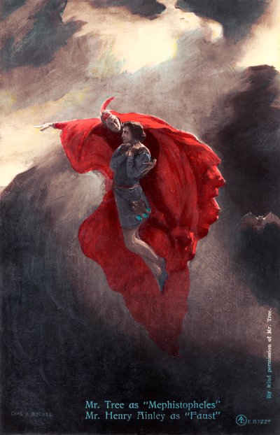 Henry Ainley spiller Faust (postkort) af Charles A. Buchel
