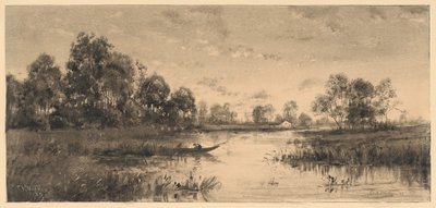 Aften på en flod med en bådmand af Charles A. Walker