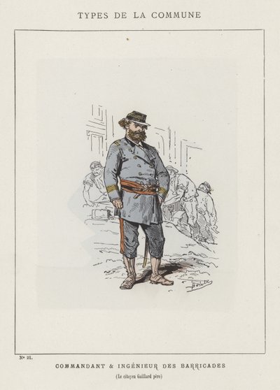 Kommandør og ingeniør af barrikaderne, borger Gaillard pere af Charles Albert d Arnoux Bertall