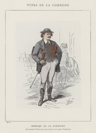 Medlem af kommunen, Citizen Valles ved barrikaderne på Place Vendome af Charles Albert d Arnoux Bertall