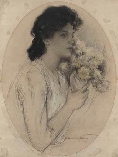 Pige med blomster af Charles Allan Gilbert