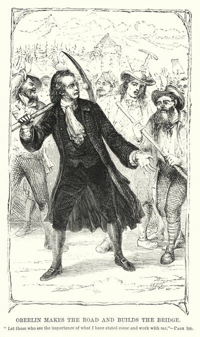 Oberlin laver vejen og bygger broen (gravering) af Charles Altamont Doyle