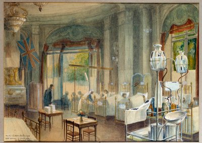 Udsigt til det store værelse på det britiske hospital på Hotel Astoria. Maleri af Charles Igunet De Villers (1881 - 1944) af Charles Andre Igounet de Villers