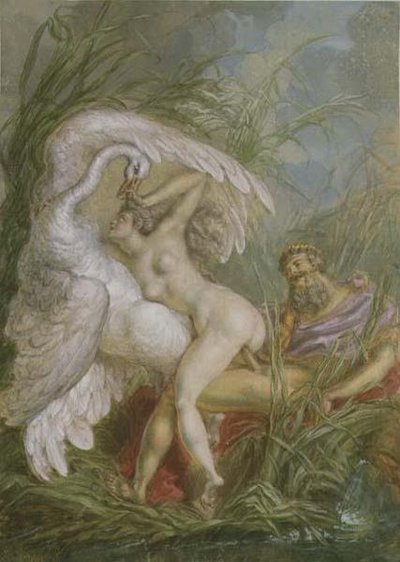 Leda og svanen, fra Histoire Universelle af Charles Antoine (attr. to) Coypel