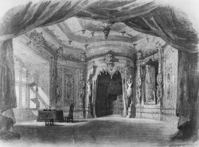 Scenescene for Don Giovanni, opera af Wolfgang Amadeus Mozart (1756-91) (wc på papir) af Charles Antoine Cambon