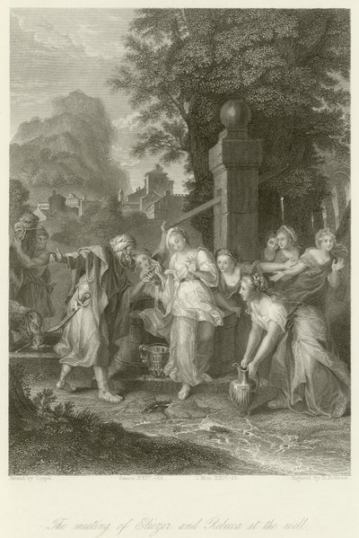 Mødet af Eliezer og Rebecca ved brønden af Charles Antoine Coypel