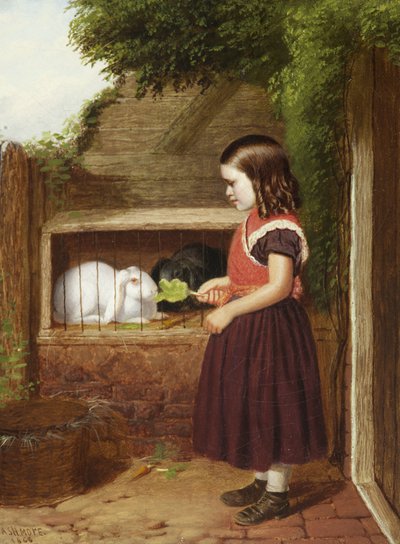 Fodring af kaninerne, 1868 af Charles Ashmore
