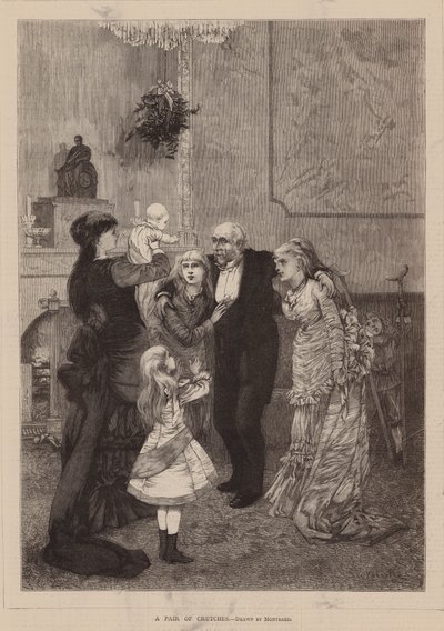 Et par krykker (gravering) af Charles Auguste (1841-1905) (after) Loye