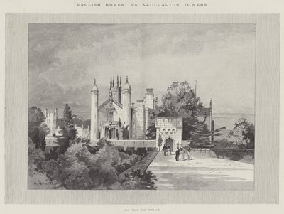 Engelske boliger, Alton Towers, udsigt fra terrassen af Charles Auguste Loye