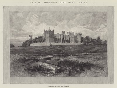 Raby Castle, Udsigt fra Markerne nær Vejen af Charles Auguste Loye
