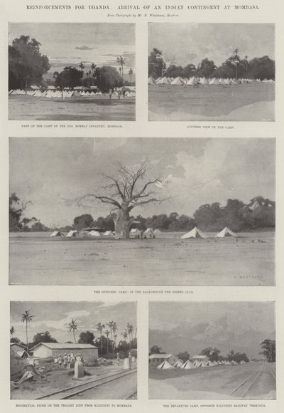 Forstærkninger til Uganda, ankomst af et indisk kontingent til Mombasa af Charles Auguste Loye
