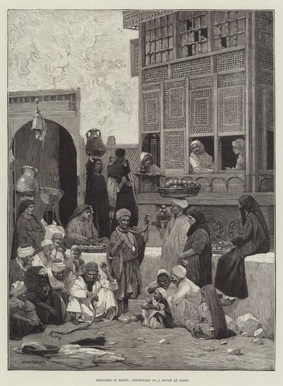 Skitser i Egypten, gårdhave til et hus i Kairo af Charles Auguste Loye