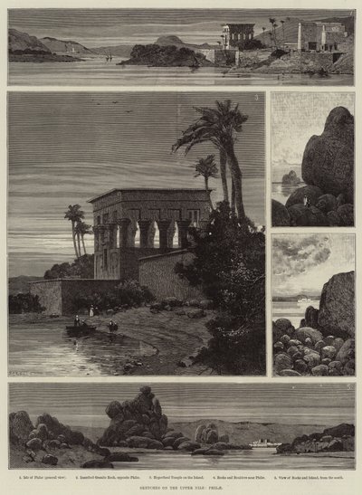 Skitser på den øvre Nil, Philae af Charles Auguste Loye