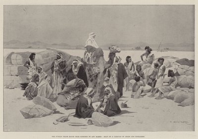 Den nubiske handelsrute fra Korosko til Abu Hamed, standsning af en karavane af arabere og Bishareen af Charles Auguste Loye
