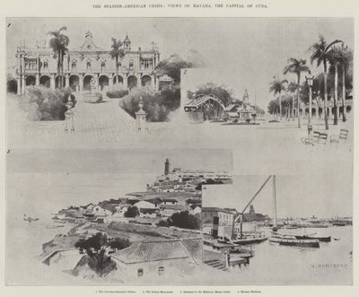 Den spansk-amerikanske krise, Udsigt over Havana, hovedstaden i Cuba af Charles Auguste Loye