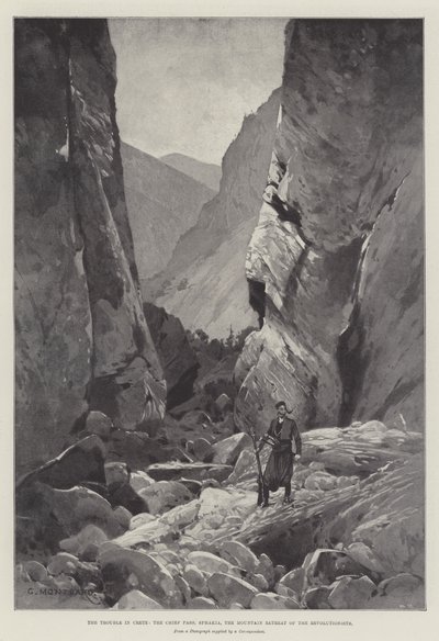Problemerne på Kreta, Chief Pass, Sphakia, Revolutionisternes bjergtilbagetog af Charles Auguste Loye