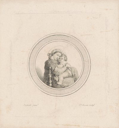 Madonna af stolen af Charles B. J. Févret de Saint Mémin, after Raphael