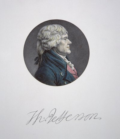 Thomas Jefferson (1743-1826) (farvestik) af Charles Balthazar Julien Févret de Saint Mémin